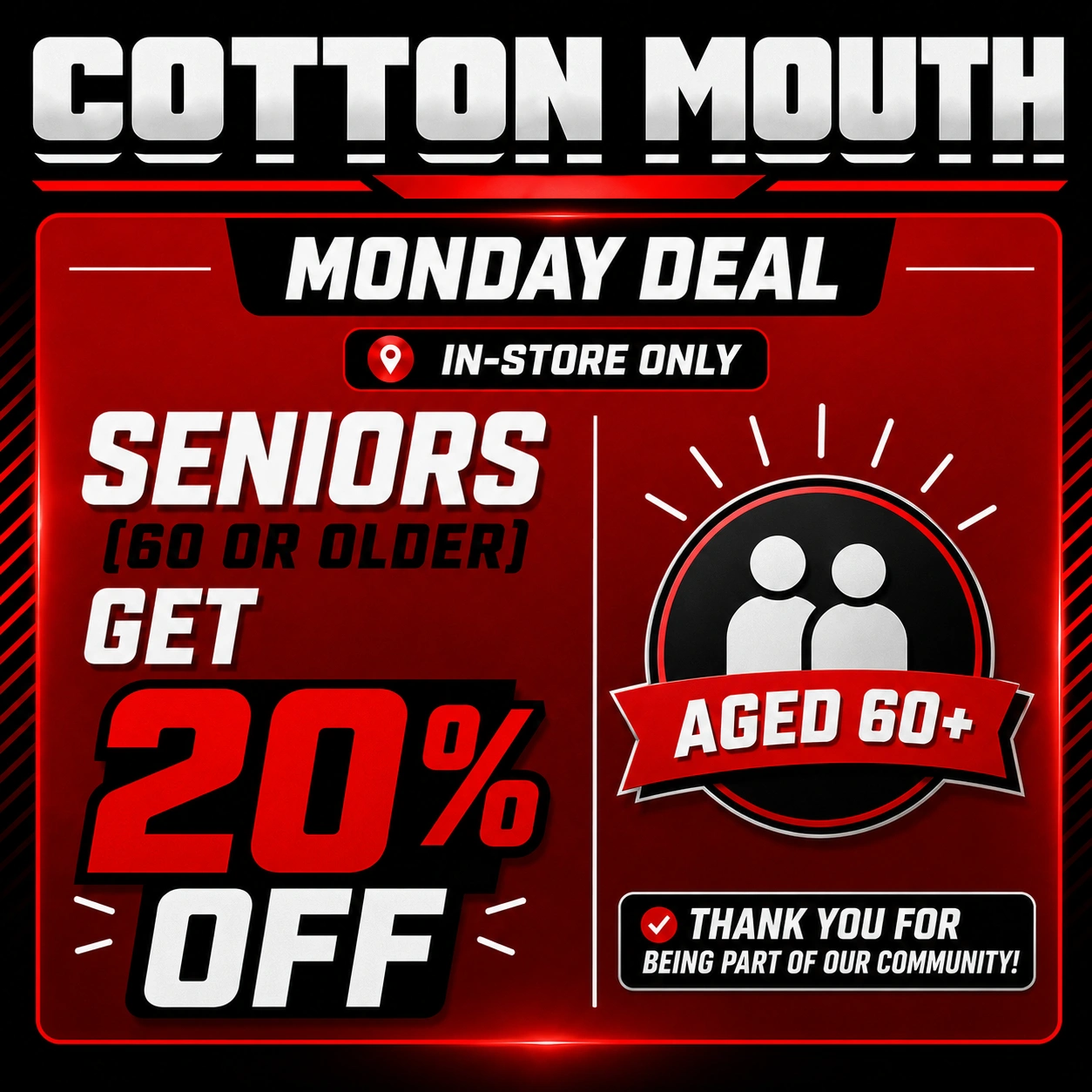 monday deal cotton mouth