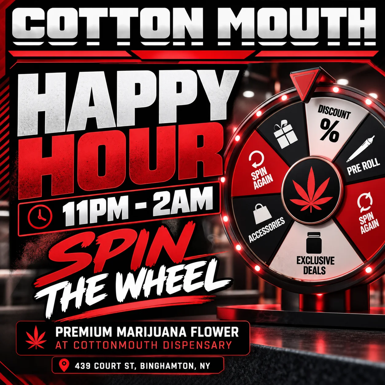 cotton mouth happy hour banner